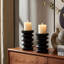 Porte-bougie en bois accordéon, finition noire, porte-bougie décoratif pour centres de table, décoration intérieure et éclairage ambiant et un complément décoratif-442142007