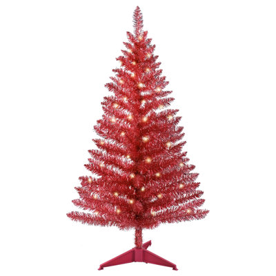 4ft Pre-Lit Artificial Christmas Tree, 122 Branche Tips, 50 Lights for Indoor