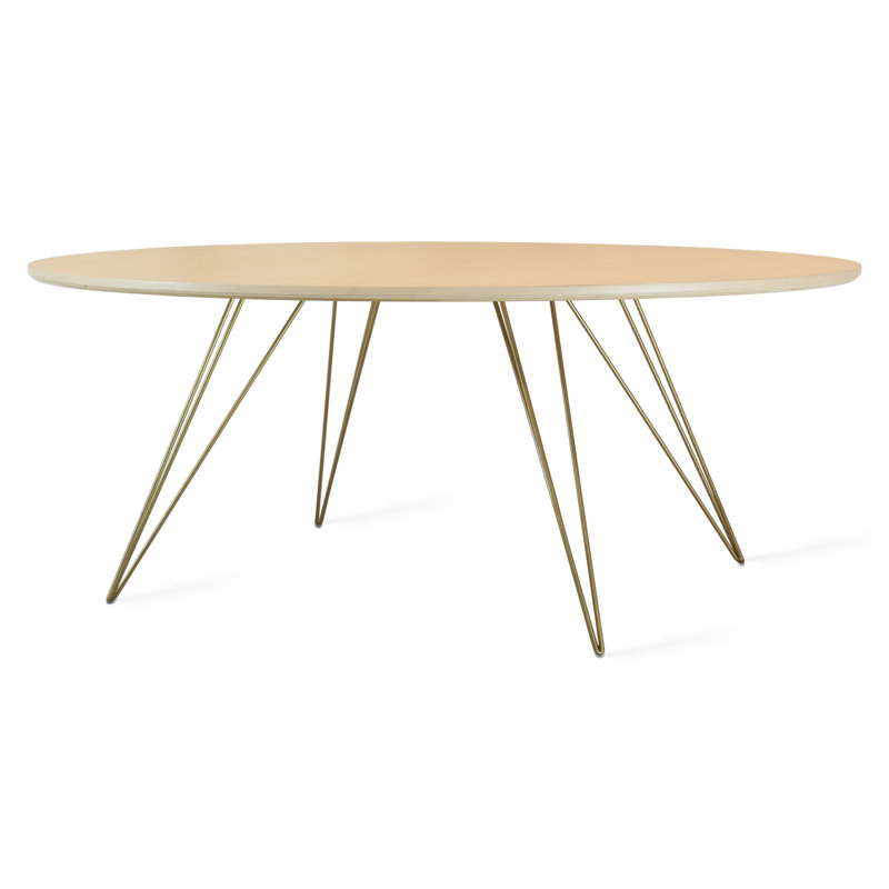 Williams Single Coffee Table, 18" H x 46" W x 40" D, Brassy Gold, Maple
