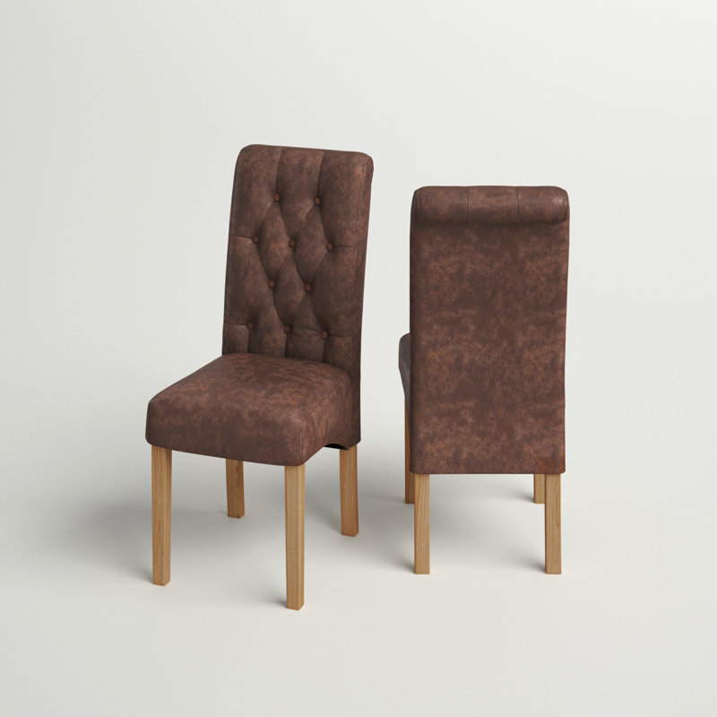 Anya 46.5cm H Tufted Upholstered Side Chair, Brown, 2