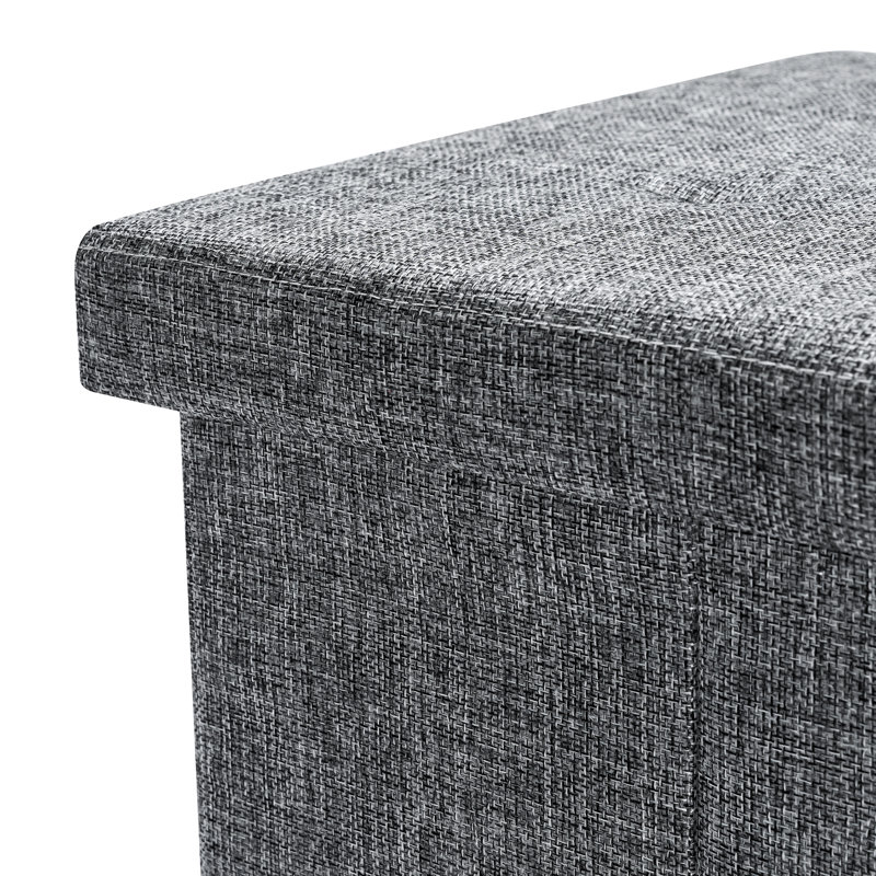 Repose-pieds pliant avec rangement et plateau en bois, Gris