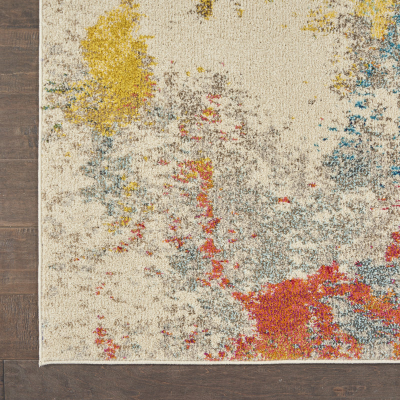 Tapis contemporain contemporain ivoire, Rectangle 6 pi x 9 pi
