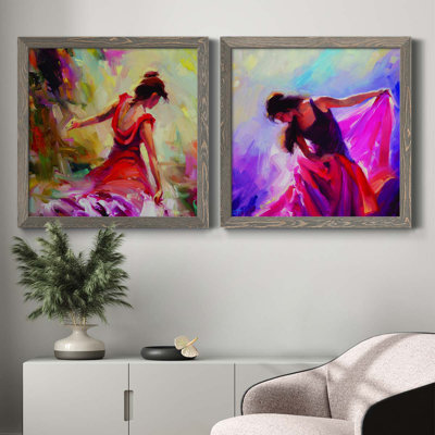 Danseuse - ensemble de 2 peintures sur toile encadrées