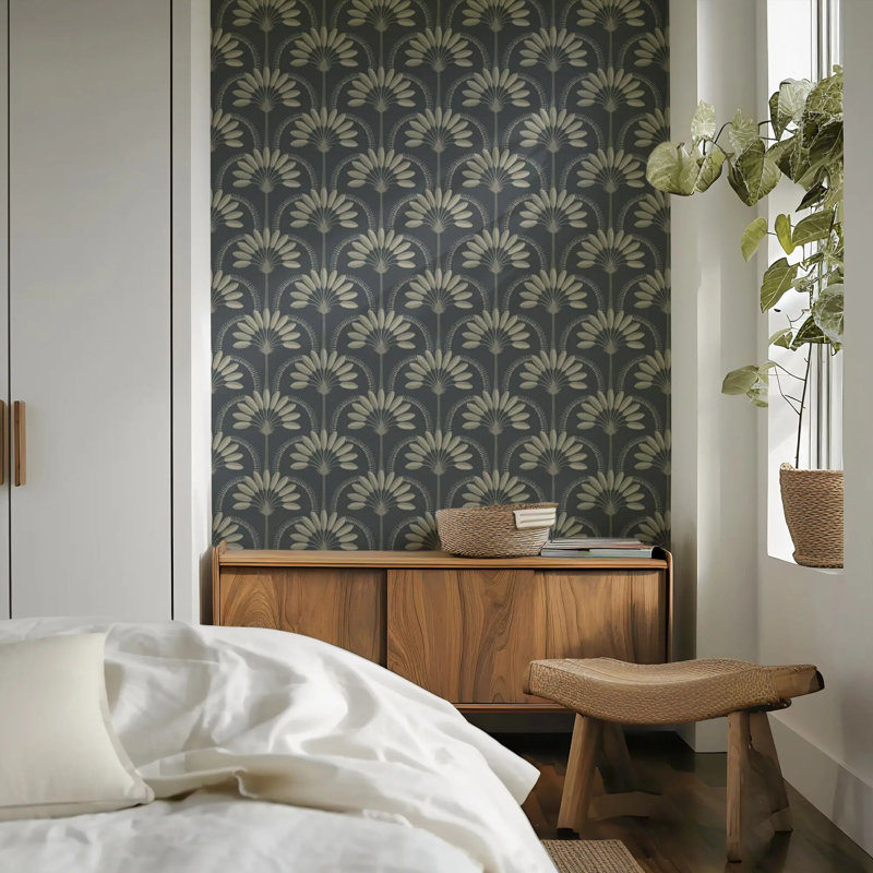 Palm Arches - Wallpaper, Peel & Stick, Gold Night
