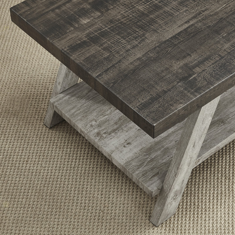 Table de bout en bois à deux tons Athens, Noyer vieilli, Gris