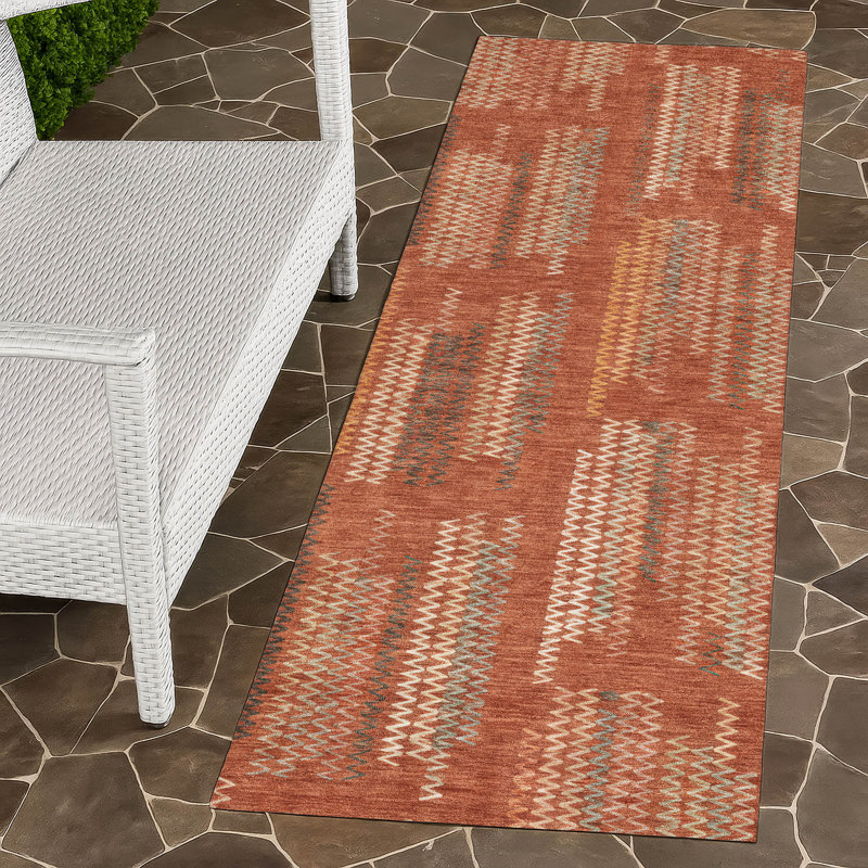 Tapis moderne lavable à la machine intérieur / extérieur ACN2887, Paprika, 2'3" x 7'6" Runner