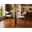 Table de bar ronde de 85 cm de hauteur (33,5 po) avec plateau en pierre frittée, disponible en plusieurs couleurs, pied central en bois d'hévéa massif et base en métal doré, style bistro moderne-129888602