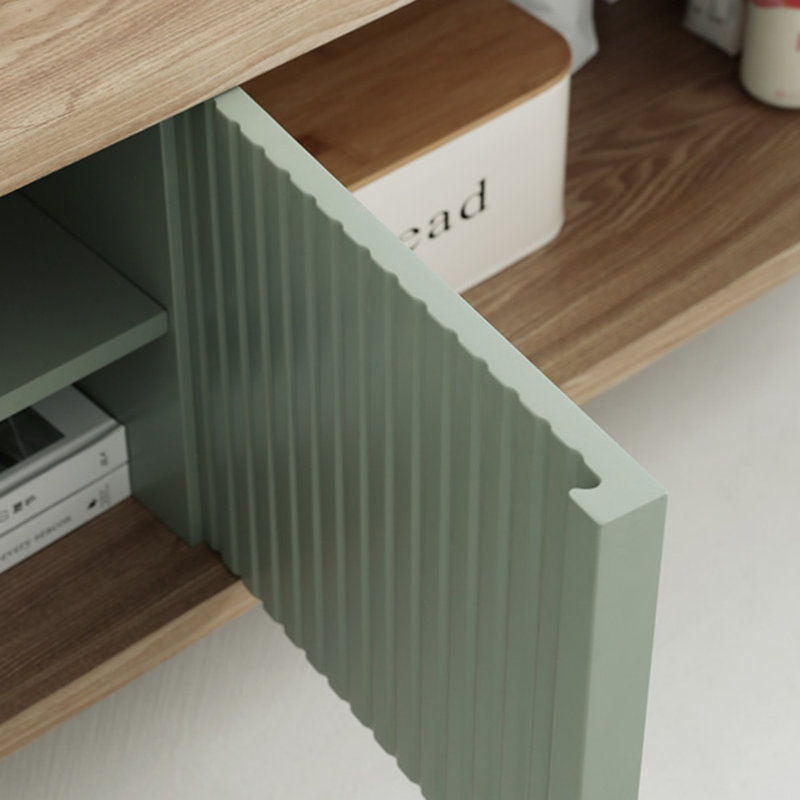 Meuble télé simple rayé, H 20,08 po x L 71,65 po x l 15,75 po, Vert menthe