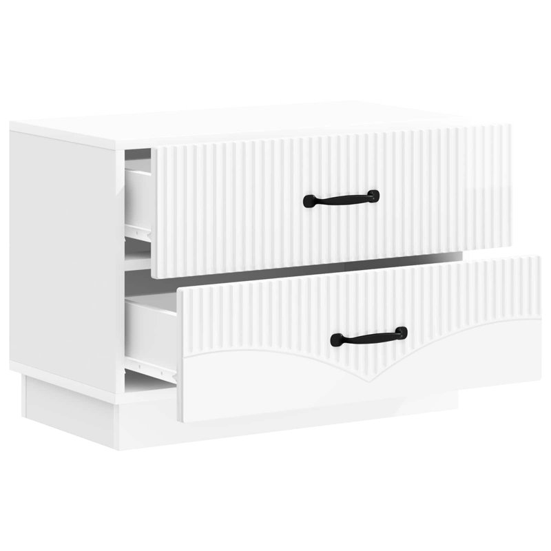 62cm W Manufactured Wood Bedside Table, High Gloss White