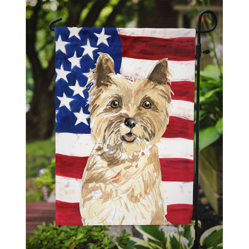 2 côtés en polyester de 2 côtés american drapeau de jardin, Cairn Terrier drapeau É.-U.