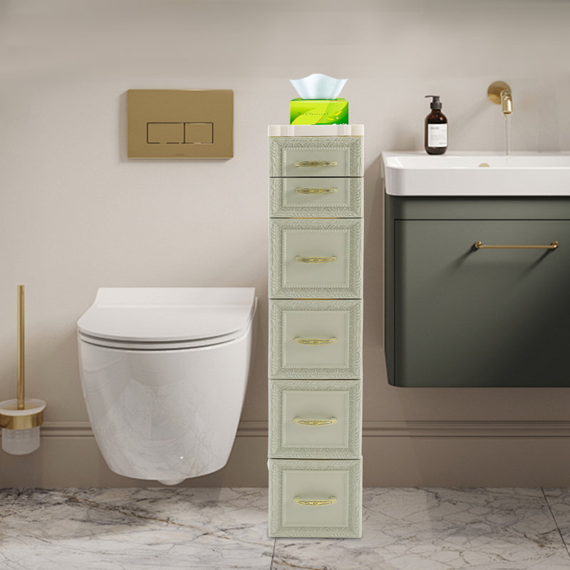 Armoire de salle de bain autoportante 5 niveaux, Vert