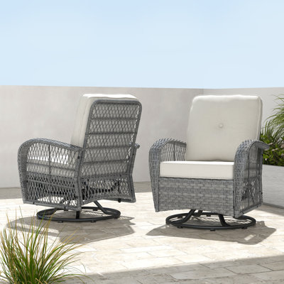 Chaise de patio berçante pivotante avec coussins (ensemble de 2)