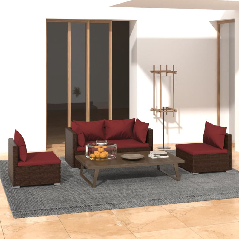4 Piece Lounge Sofa Seating Group, Cinnamon Red, Brown