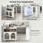 Rolling Kitchen Island with Extendable Table, LED Lighting, Power Outlets, and Fluted Glass Doors for Modern Kitchens.-570729665