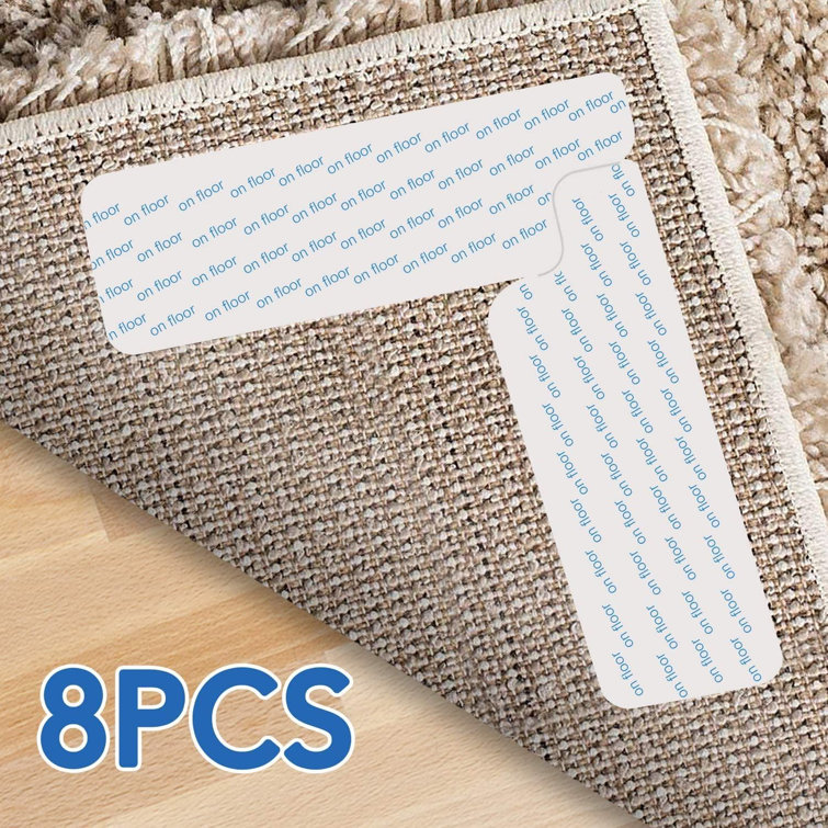 Rug Grippers, Non-Slip Pads & Under Carpet Tape - Anti-Slip Carpet Adhesive  to Prevent Sliding - Hardwood Floors Compatibility and Washable Rugs - Say