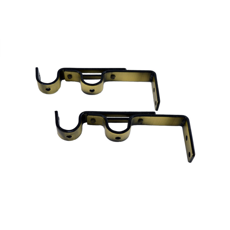 Support à rideaux double Allendale, H 5,5 po, Laiton antique / plaqué
