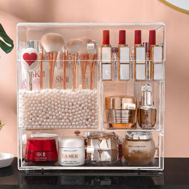 Everly Quinn Acrylic 3 Compartment Makeup Organizer