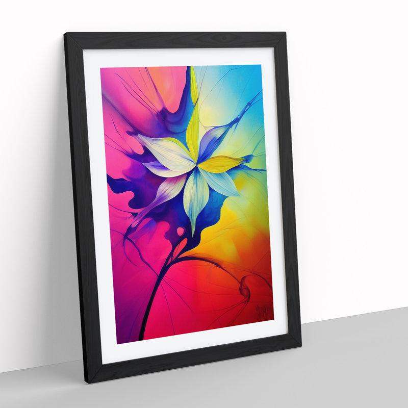 Paint Splash Flower No.4 - Single Picture Frame Painting, Black Framed, 64cm H x 46cm W x 2cm D