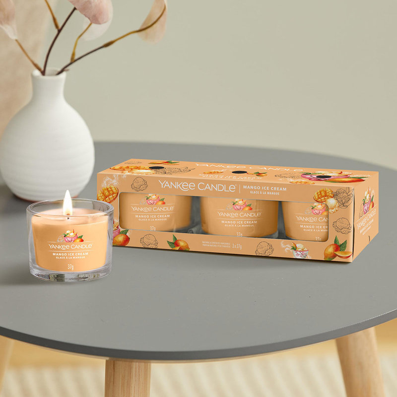 Yankee Candle - 3 Packed Filled Votives - Mango Ice Cream