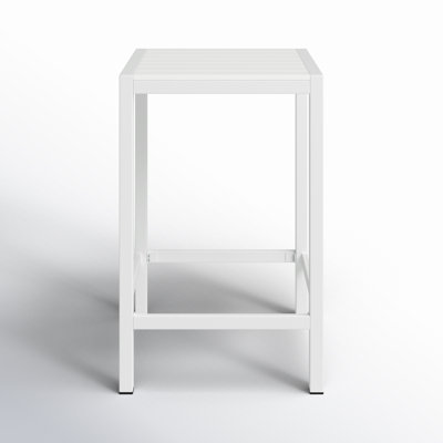 Betty Outdoor Bar Table for 4 – Modern White Patio Pub Table with Powder-Coated Aluminum Frame & Poly Resin Slat Top – Contemporary Balcony, Poolside & Outdoor Dining Table - White Bar Table