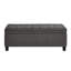 Banc de rangement en tissu de lin gris foncé pour un look soigné et élégant