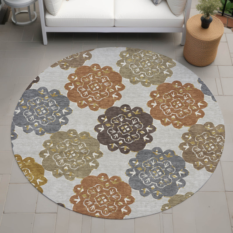 Tapis d'intérieur / extérieur Adalaide ACN2353 lavable à la machine, Rond 8 pi