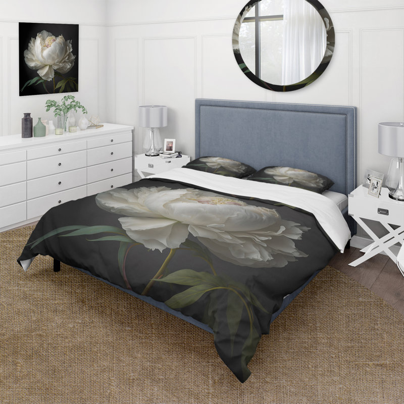Ensemble de housse de couette en microfibre / polyester Blooming White Peony VI