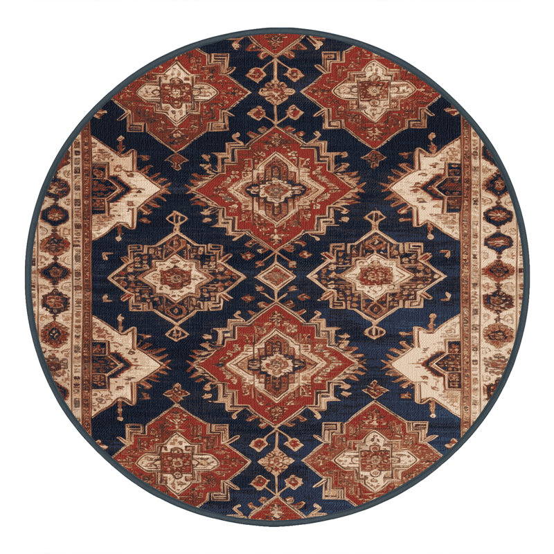 Tapis brun lavable à la machine, Rond 5 pi