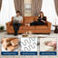 Canapé moderne en similicuir 3 places - Confort d'assise profond - Dossier doux, accoudoirs larges, coussins fermes - Structure en bois durable pour le salon, un appartement ou un bureau - Assemblage facile - Polyuréthane orange