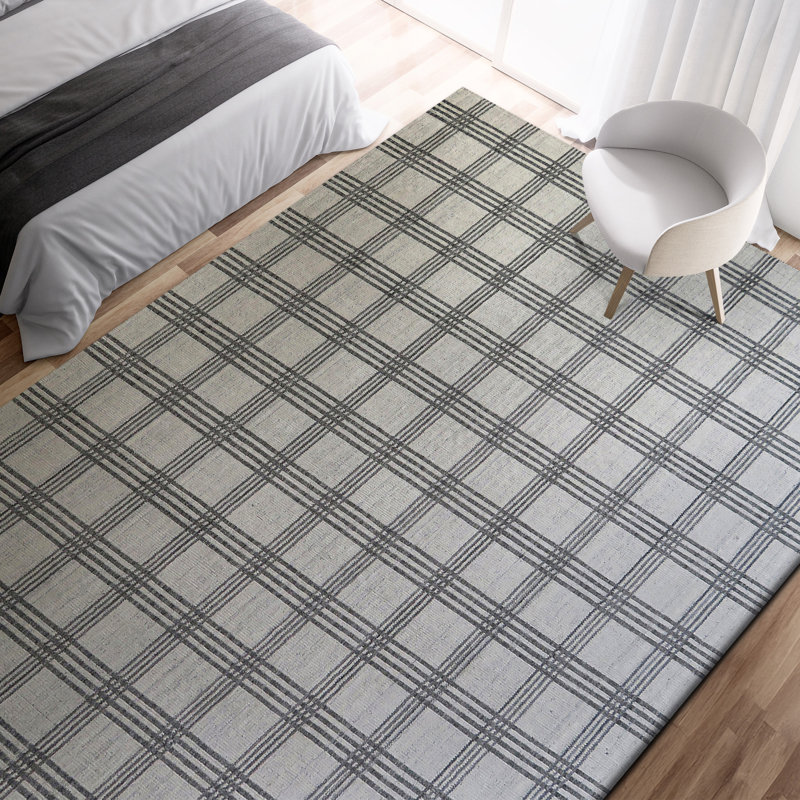 Tapis rectangulaire en laine / viscose noué à la main argenté / gris, Rectangle 8 pi x 10 pi