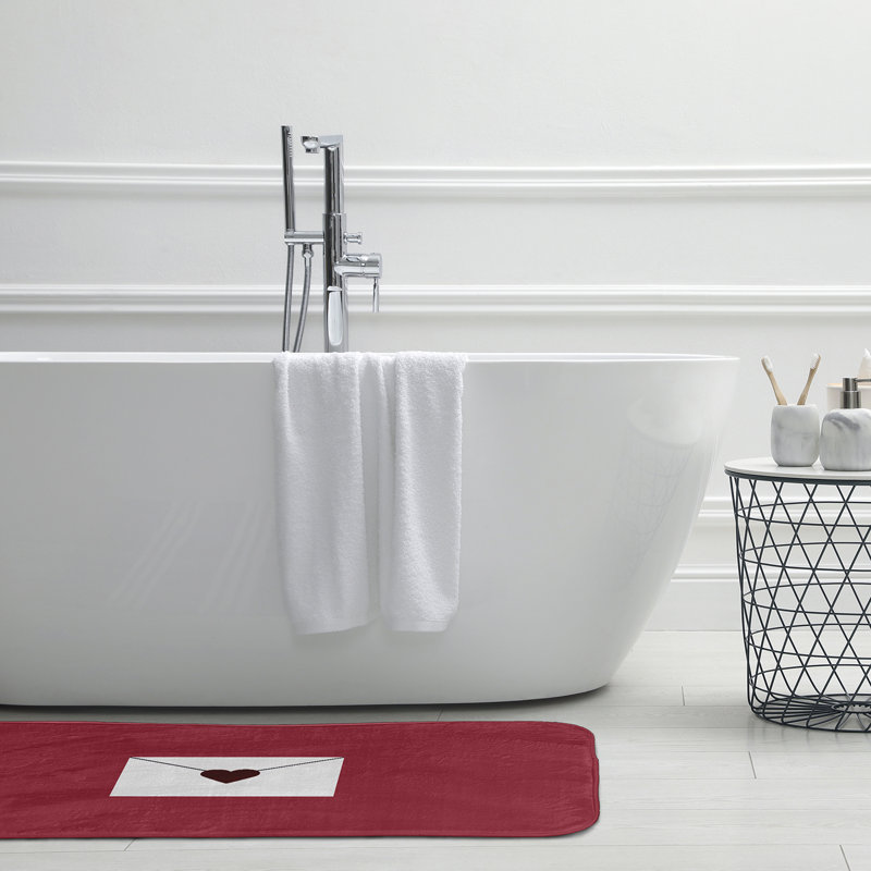 Tapis de bain pour la Saint-Valentin, L 17 po x L 24 po, Rouge