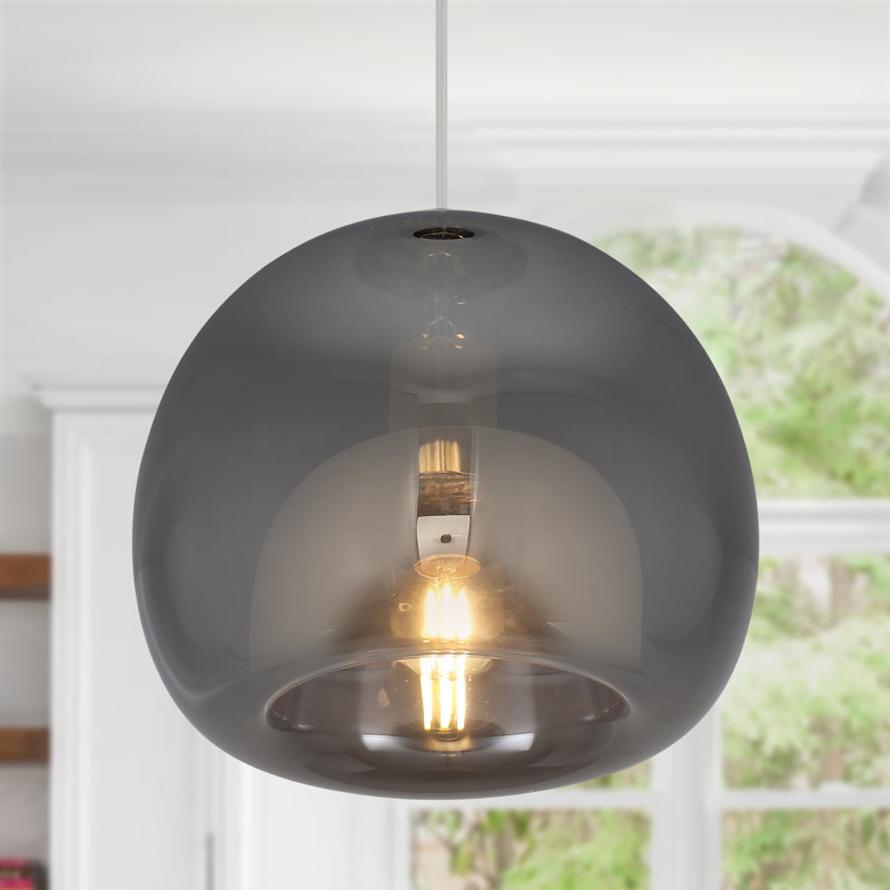 Govinda 9.8" 1 - Light Modern Single Globe Pendant with Gray Mirror Glass Shade in Chrome, Chrome/Gray Mirror