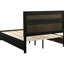 Grand lit à panneau noir avec rangement intégré, détails en cristal et support de matelas direct pour la chambre à coucher, fonction de rangement, tiroirs décoratifs, plateforme à lattes-680137498