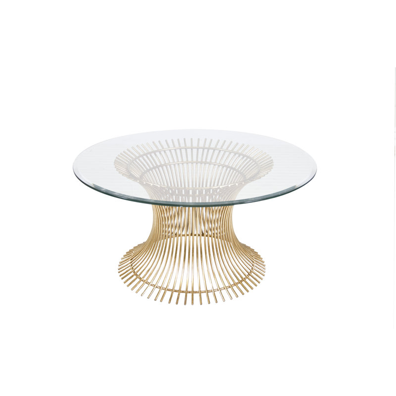 Table basse Powell, H 18 po x l 42 po x P 42 po, Feuille d’or