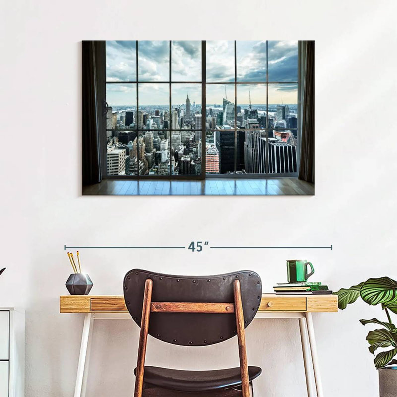 " New York City Window ", 26" H x 39" W x 1.25" D