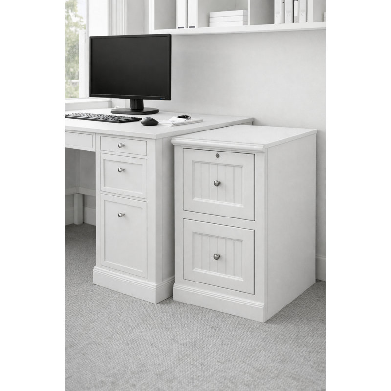 Classeur 2 tiroirs Poplar, Blanc doux