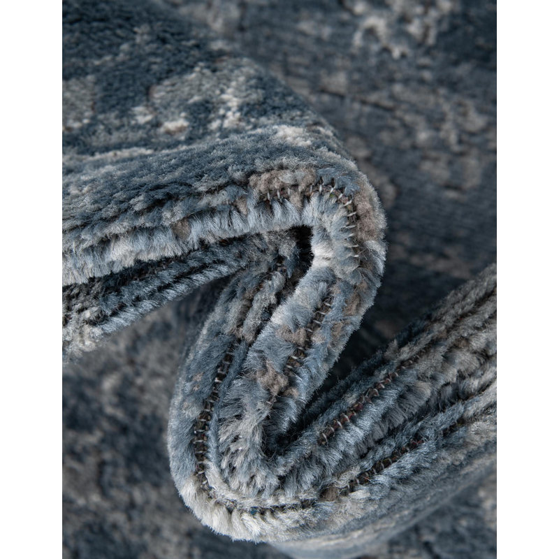 Charters Towers Oriental Blue Area Rug, Square 7'10"