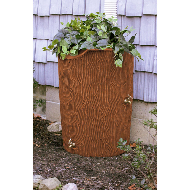 Good Ideas 50 Plastic Drainable Dual Overflow and and Planter Rain Barrel, Terracotta