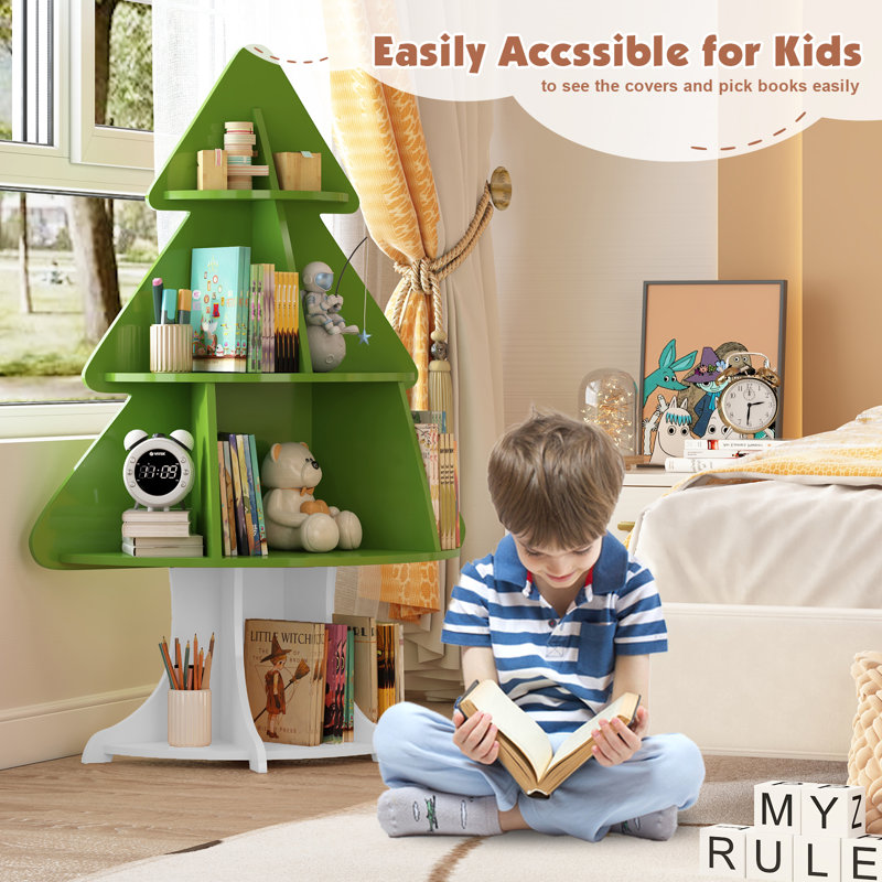 Bookshelf Christmas Tree Shape Corner Bookcase 
