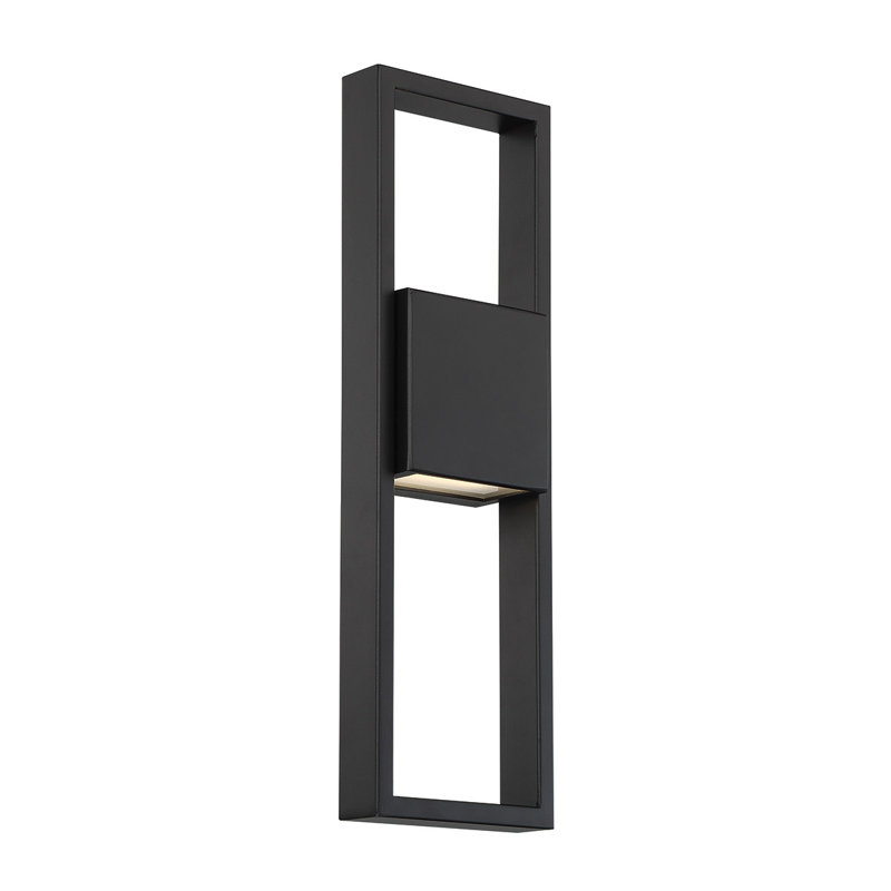 Applique murale d'extérieur en verre givré noir Archetype, H 18 po x l 5,5 po x P 2,75 po