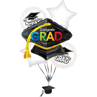 Pmu Graduation Congrats Grad Foil Balloon Bouquet 5Pkg Pkg1