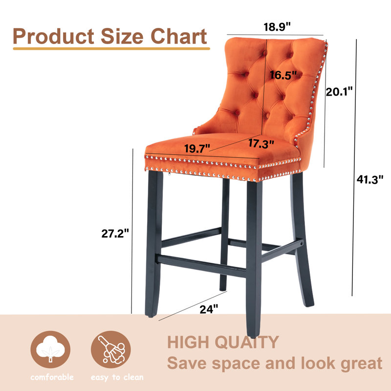 71.1cm Bar Stool, Orange/Dark Navy