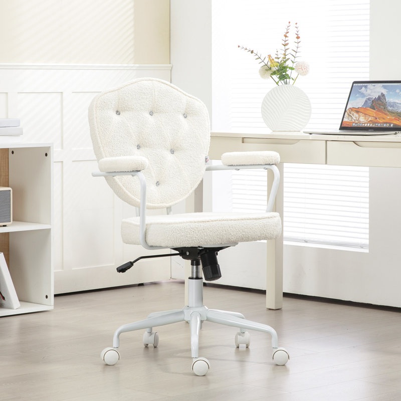 Mignon fauteuil de bureau personnel, Blanc, crème