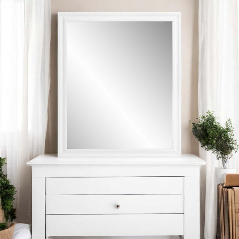 Miroir Gaines 34 po x 39 po, finition blanche ultrabrillante, Blanc