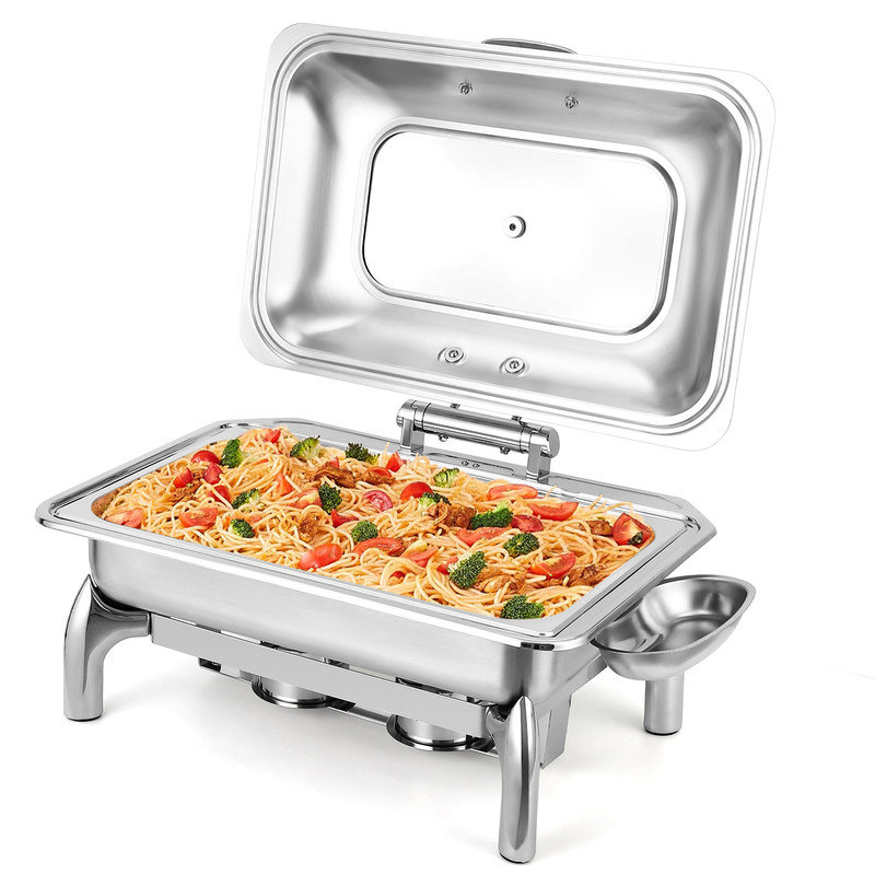 Premium Stainless Steel Roll-Top Rectangle Buffet Server