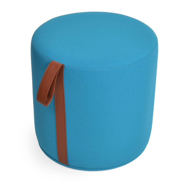 Pouf-tabouret avec poignée Celine, Tissu Era turquoise
