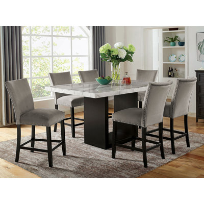 Ensemble de table de salle à manger, une table avec 6 chaises rembourrées