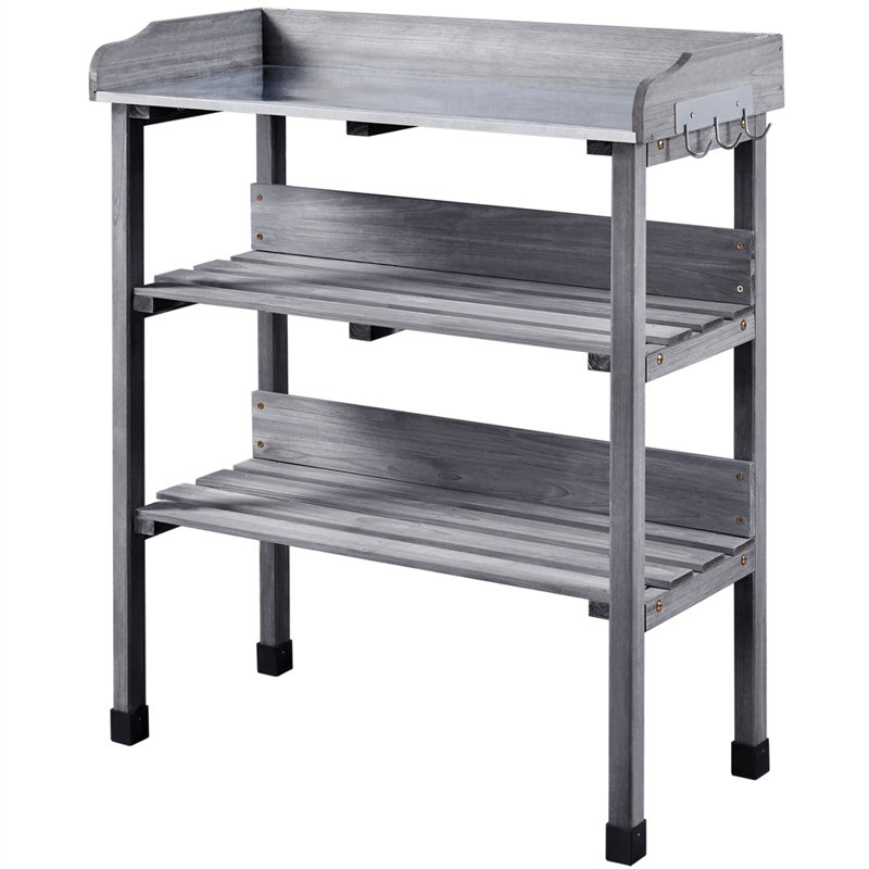 Table de rempotage en sapin, gris
