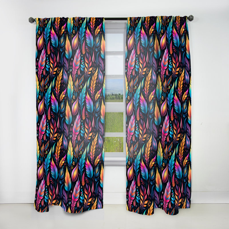 Motif tribal Frivolity Boho I - Rideau Boho - Rideau abstrait obscurcissant - 1 panneau, L 52 po x L 63 po