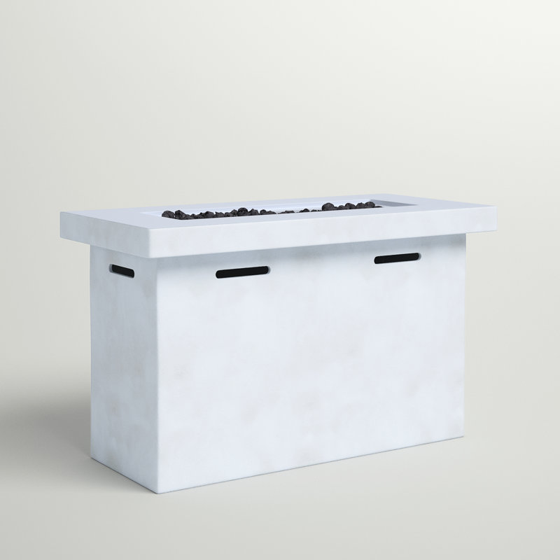 Sybil Rectangle Fiber Reinforced Concrete Propane Fire Pit Table with Hidden Fuel Tank, Natural Concrete